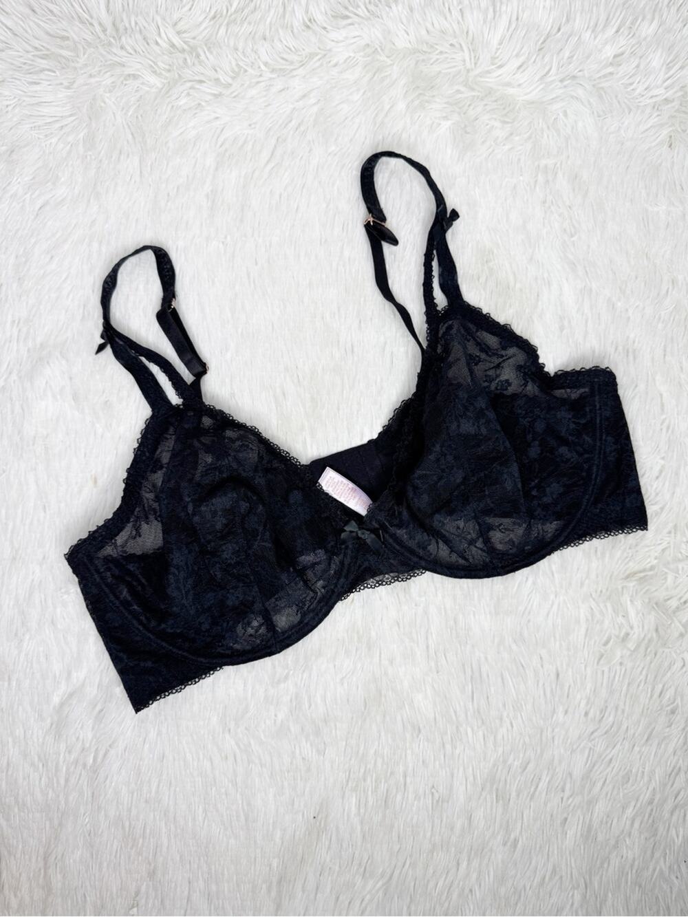 SAVAGE X FENTY / black lace semi sheer bra / 40G